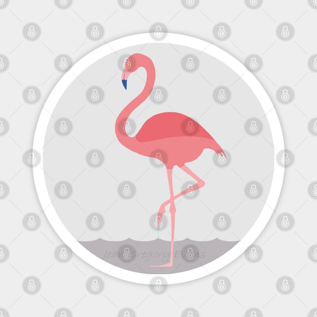 PINK FLAMINGO WADING Magnet by JeanGregoryEvans1